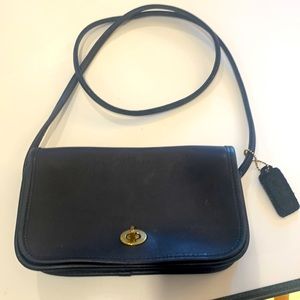 Vintage small coach bag. Deep navy all leather